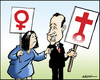 Cartoon: Santorum and the female voters (small) by jeander tagged rick,santorum,election,republican,us,female,feminisnm,voters