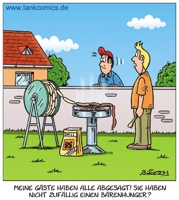 Cartoon: grillen (medium) by pentrick tagged cartoon,grillen,nachbarn,grill,hunger,würstchen,wurst,tank,comics,tankcomics,sausage,gerd,bökesch,garten,sommer,holzkohle,pentrick,angebot