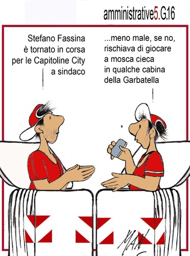 Cartoon: amministrative romane (medium) by Enzo Maneglia Man tagged fighillearte,maneglia,man,cassonettari