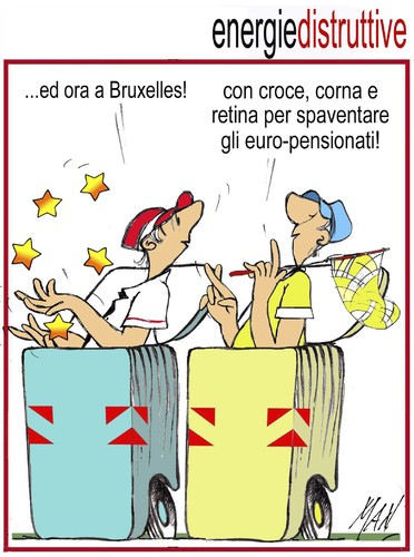 Cartoon: grillini in Europa (medium) by Enzo Maneglia Man tagged cassonettari,man,maneglia,fighillearte