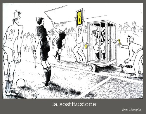 Cartoon: la sostituzione (medium) by Enzo Maneglia Man tagged riserva,sostituzione,giococalcio