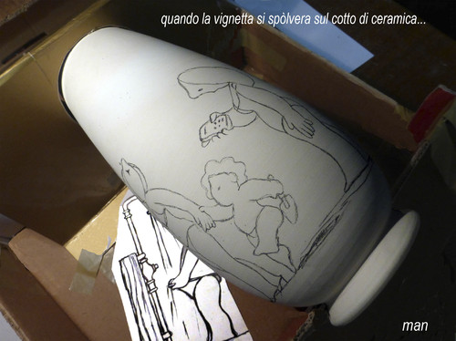 Cartoon: man in vaso (medium) by Enzo Maneglia Man tagged ceramica,mostre,centro,zavatta,rimini,italia,enzo,maneglia,man