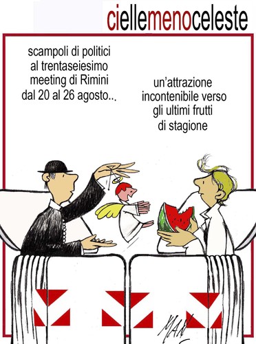 Cartoon: Renzi al meeting Rimini 2015 (medium) by Enzo Maneglia Man tagged man,maneglia,cassonettari,25agosto2015,rimini,renzi,matteo