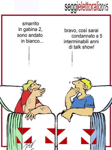 Cartoon: seggi elettorali 2015 (medium) by Enzo Maneglia Man tagged camusso,cassonettari,maneglia,man,fighillearte
