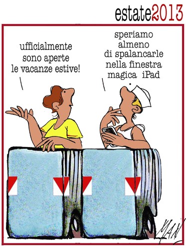 Cartoon: vacanze estate 2013 (medium) by Enzo Maneglia Man tagged man,fighillearte,maneglia,2013,estate,vacanze,cassonettari