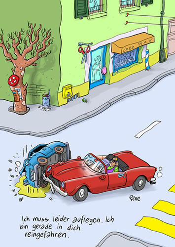 Cartoon: Der Unfall (medium) by rene tagged auto,unfall,verkehr,handy,telefonieren,steuer,verbindung,kreuzung