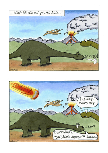 Cartoon: Dinosaur (medium) by JGT tagged iridium,aussterben,extinction,dinosaurier,dinosaurs,dinosaur,science,geology