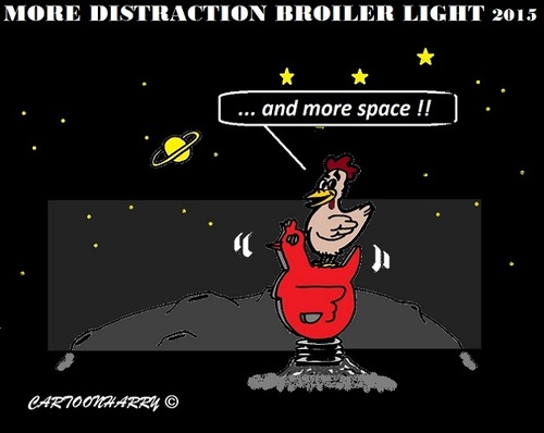 Cartoon: Distration Broiler Light (medium) by cartoonharry tagged space,chickens,light,broiler,distraction,cartoons,cartoonists,cartoonharry,dutch,toonpool