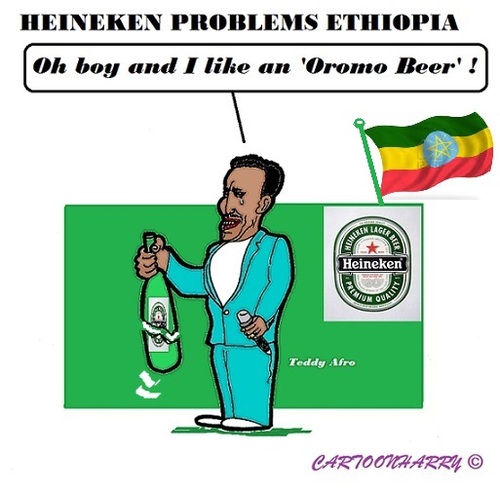 Cartoon: Heineken (medium) by cartoonharry tagged heineken,oromo,teddyafro,ethiopia,beer