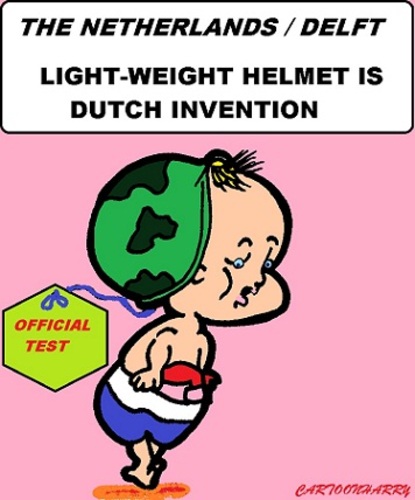 Cartoon: Helmet Test (medium) by cartoonharry tagged helmet,test,holland,dutch,lightweight,baby,cartoon,cartoonist,cartoonharry,toonpool