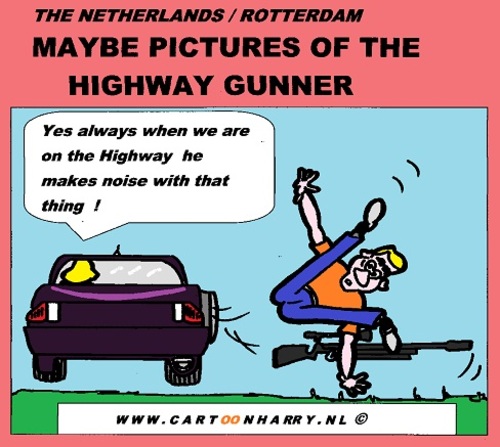 Cartoon: Highway Gunner (medium) by cartoonharry tagged psycho,holland,highway,gunner,cartoon,cartoonist,cartoonharry,dutch,toonpool