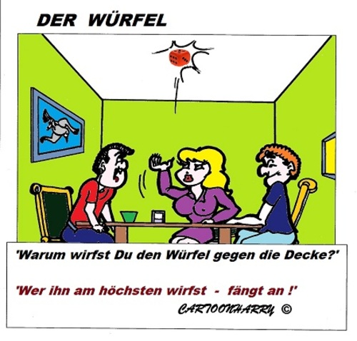 Cartoon: Hoch Höher Höchst (medium) by cartoonharry tagged höchst,würfel,poker,anfang,blond,dumm,cartoon,cartoonist,cartoonharry,dutch,toonpool