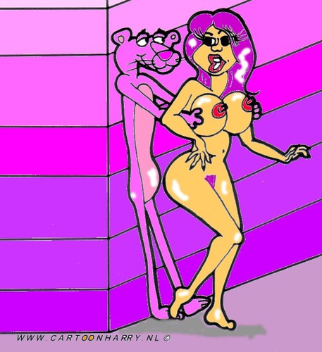 Cartoon: Pink Panther (medium) by cartoonharry tagged clock,pink,panther,naked,nude,sexy,girl,corner,cartoonharry