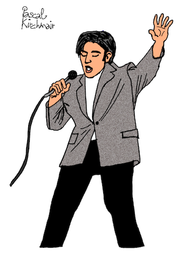Cartoon: Elvis Presley (medium) by Pascal Kirchmair tagged rockabilly,fusion,country,musik,rhythm,and,blues,elvis,aaron,presley,memphis,tennessee,januar,january,janvier,1935,in,tupelo,mississippi,singer,the,king,of,rock,roll,pop,cartoon,caricature,karikatur,ilustracion,illustration,pascal,kirchmair,dibujo,desenho,drawing,zeichnung,disegno,ilustracao,illustrazione,illustratie,dessin,de,presse,du,jour,art,day,tekening,teckning,cartum,vineta,comica,vignetta,caricatura,humor,humour,portrait,retrato,ritratto,portret,porträt,artiste,artista,artist,usa,cantautore,music,musique,jail,house,love,me,tender,nothing,but,hound,dog,no,friend,mine,rockabilly,fusion,country,musik,rhythm,and,blues,elvis,aaron,presley,memphis,tennessee,januar,january,janvier,1935,in,tupelo,mississippi,singer,the,king,of,rock,roll,pop,cartoon,caricature,karikatur,ilustracion,illustration,pascal,kirchmair,dibujo,desenho,drawing,zeichnung,disegno,ilustracao,illustrazione,illustratie,dessin,de,presse,du,jour,art,day,tekening,teckning,cartum,vineta,comica,vignetta,caricatura,humor,humour,portrait,retrato,ritratto,portret,porträt,artiste,artista,artist,usa,cantautore,music,musique,jail,house,love,me,tender,nothing,but,hound,dog,no,friend,mine
