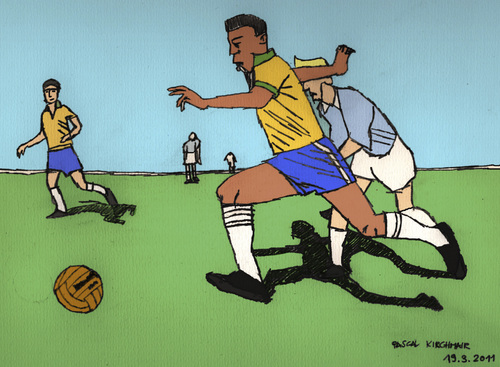 Cartoon: Pele (medium) by Pascal Kirchmair tagged pele,brazil,bresil,brasilien,brasil,selecao,cosmos,york,new,santos,nascimento,do,arantes,edison