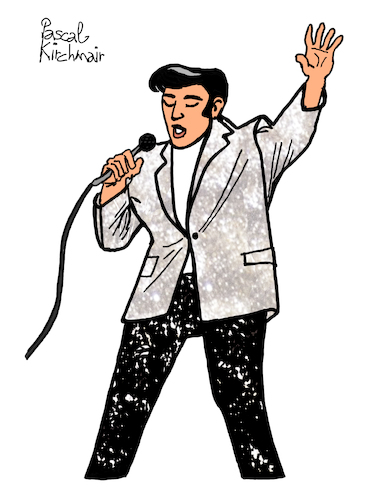 Cartoon: THE KING (medium) by Pascal Kirchmair tagged rockabilly,fusion,country,musik,rhythm,and,blues,elvis,aaron,presley,memphis,tennessee,januar,january,janvier,1935,in,tupelo,mississippi,singer,the,king,of,rock,roll,pop,cartoon,caricature,karikatur,ilustracion,illustration,pascal,kirchmair,dibujo,desenho,drawing,zeichnung,disegno,ilustracao,illustrazione,illustratie,dessin,de,presse,du,jour,art,day,tekening,teckning,cartum,vineta,comica,vignetta,caricatura,humor,humour,portrait,retrato,ritratto,portret,porträt,artiste,artista,artist,usa,cantautore,music,musique,jail,house,love,me,tender,nothing,but,hound,dog,no,friend,mine,rockabilly,fusion,country,musik,rhythm,and,blues,elvis,aaron,presley,memphis,tennessee,januar,january,janvier,1935,in,tupelo,mississippi,singer,the,king,of,rock,roll,pop,cartoon,caricature,karikatur,ilustracion,illustration,pascal,kirchmair,dibujo,desenho,drawing,zeichnung,disegno,ilustracao,illustrazione,illustratie,dessin,de,presse,du,jour,art,day,tekening,teckning,cartum,vineta,comica,vignetta,caricatura,humor,humour,portrait,retrato,ritratto,portret,porträt,artiste,artista,artist,usa,cantautore,music,musique,jail,house,love,me,tender,nothing,but,hound,dog,no,friend,mine