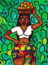 Afrikanische Frau mit Mangos