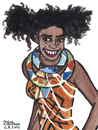 Cartoon: Nomfusi Gotyana (small) by Pascal Kirchmair tagged nomfusi,gotyana,caricature,portrait,karikatur,cartoon,illustration,miriam,makeba,singer,actress,south,africa,südafrika,kwazhakele,vignetta,long,walk,to,freedom,nelson,mandela