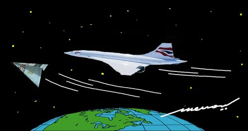 Cartoon: The fastest thing on earth (medium) by kar2nist tagged news,paper,concorde,air,travel,aircraft