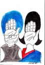 Cartoon: Manmohan Singh and Sonia Gandhi. (small) by axinte tagged axi