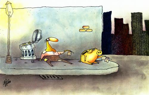 cartoon homeless sign