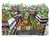 Cartoon: Decrescita felice (small) by Niessen tagged growth,happiness,go,green,rooftop,town,skyscrapers