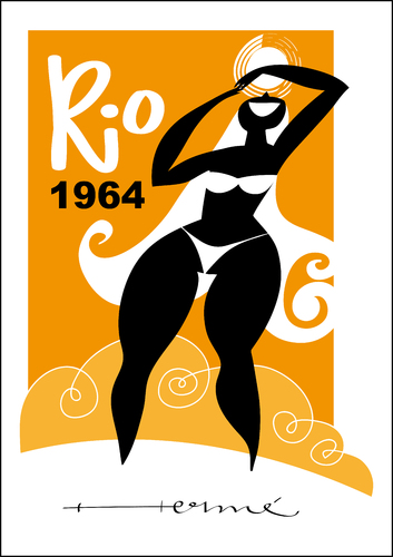 Cartoon: Rio 1964 (medium) by Herme tagged summer,rio,woman,black,illustration,rio,frau,urlaub,tourismus,strand,sonne,poster
