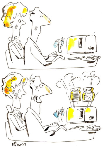 Cartoon: BREAKFAST (medium) by Kestutis tagged toaster,bread,daily,breakfast