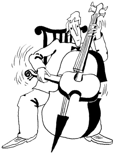 Cartoon: CONCERTO (medium) by Kestutis tagged concerto,violin,cello,kestutis,siaulytis,lithuania,music