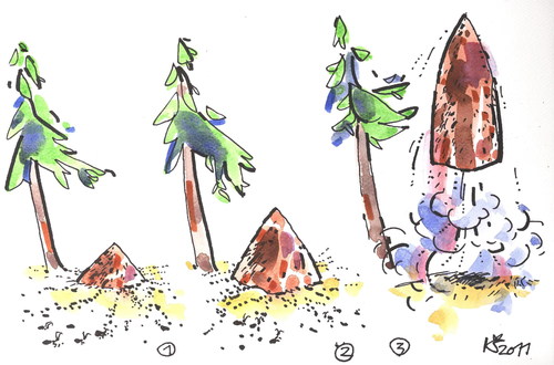 Cartoon: EVOLUTION (medium) by Kestutis tagged anthill,nature,space,surprise,mind,wald,ameisenhaufen