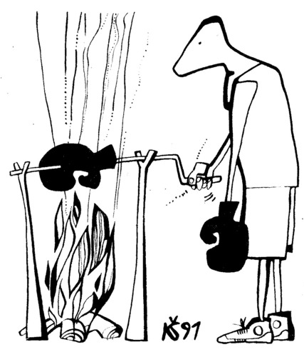 Cartoon: FATE (medium) by Kestutis tagged sport,fate,boxing,sluota,food