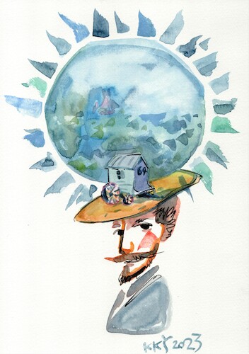 Cartoon: Sun by painter James Ensor (medium) by Kestutis tagged sun,ensor,painter,sea,meer,kestutis,lithuania,art,kunst