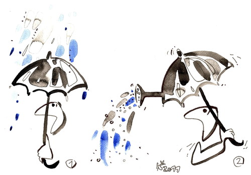 Cartoon: UMBRELLA (medium) by Kestutis tagged umbrella,rain,regen,unfall,regenscirm,happening,experience