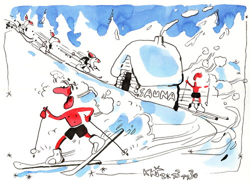 Cartoon: Winter Olympic. Nordic combined. (medium) by Kestutis tagged winter,olympic,games,sochi,2014,kestutis,lithuania,sauna