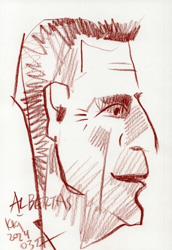 Cartoon: Albertas Vaidila (medium) by Kestutis tagged art,critic,painter,portrait,kestutis,lithuania,sketch