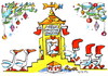 Cartoon: Geese pace up to Santa Claus (small) by Kestutis tagged geese,santa,claus,winter,christmas,weihnachten,stockings,kestutis,lithuania,adventure