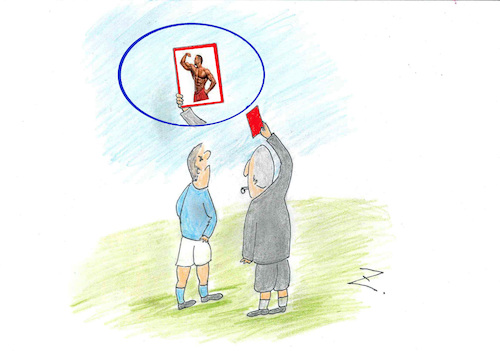 Cartoon: red card (medium) by Zoran tagged sport,football,refereeing,red,card