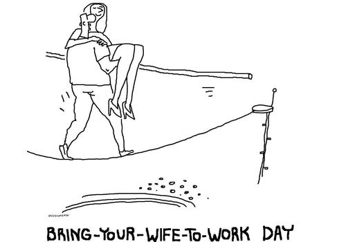 Cartoon: circus and stuff (medium) by ouzounian tagged circus,tightrope,husband,wife,performers,acrobats