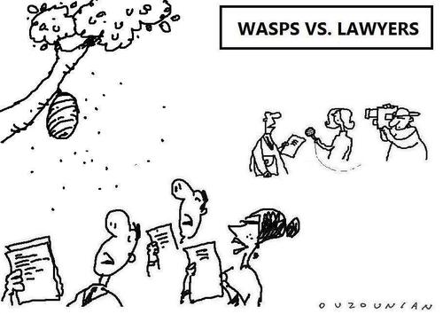 Cartoon: lawyers and stuff (medium) by ouzounian tagged lawyers,wasps,media,circus,litigation