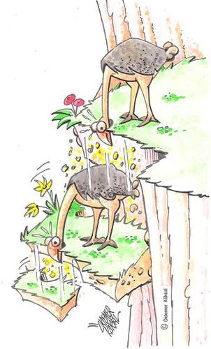 Cartoon: Erdrutsch (medium) by okoksal tagged ostrich