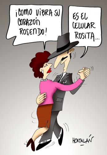 Cartoon: CELULAR TANGUERO (medium) by HCATALAN tagged tango,celular,tecnologia,baile,amor