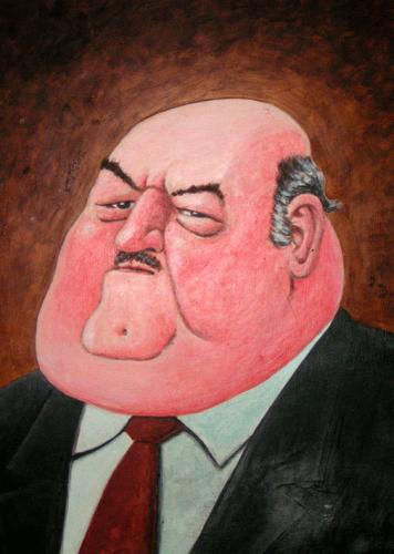 Cartoon: Fat man (medium) by deleuran tagged paintings,caricature,art,