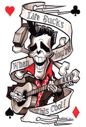Skeleton Tattoo Designs. Cartoon: Elvis skeleton