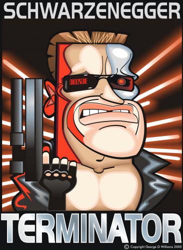 Cartoon: Terminator (medium) by spot_on_george tagged terminator,arnold,schwarzennegger,caricature