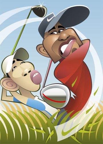 Cartoon: Tiger Woods (medium) by spot_on_george tagged tiger,woods,caricature,golf