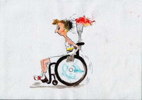 Cartoon: Fakelrollen (medium) by Skowronek tagged behinderte,sport