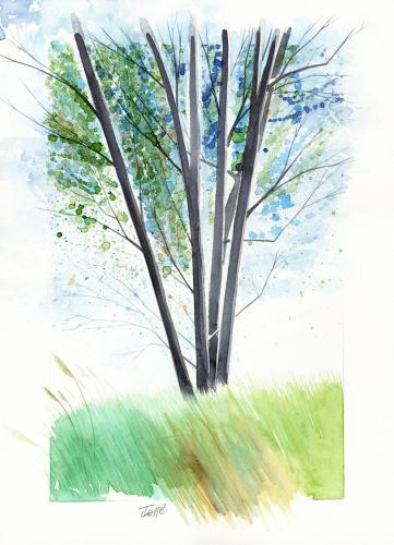 Cartoon: Tree2 (medium) by Jesse Ribeiro tagged nature,landscape,tree,watercolor,illustration