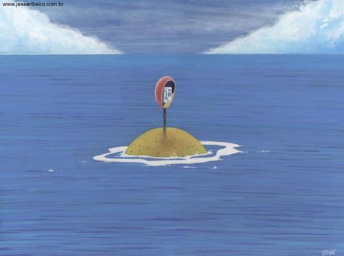 Cartoon: untitled (medium) by Jesse Ribeiro tagged island,desert,phone,sea,illustration,cartoon