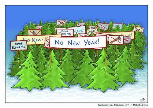 Cartoon: No New Year! (medium) by Makhmud Eshonkulov tagged xmas,trees,new,year