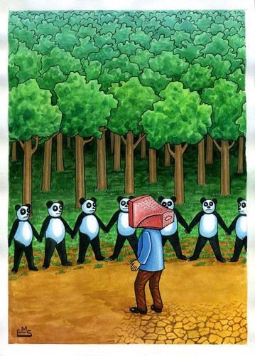 Cartoon: Pandas (medium) by Makhmud Eshonkulov tagged pandas,computer